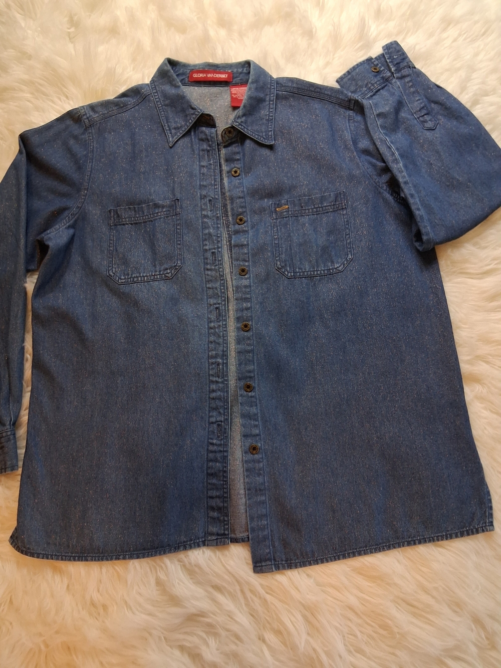 Gloria Vanderbilt Denim Button Front Shirt Size Large